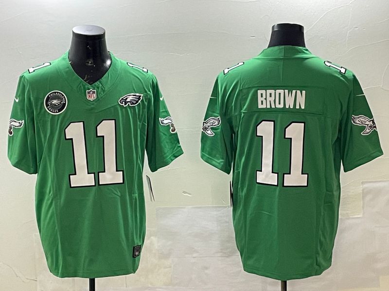 Men Philadelphia Eagles #11 Brown Green three generations 2025 Nike Vapor Limited NFL Jersey style 5